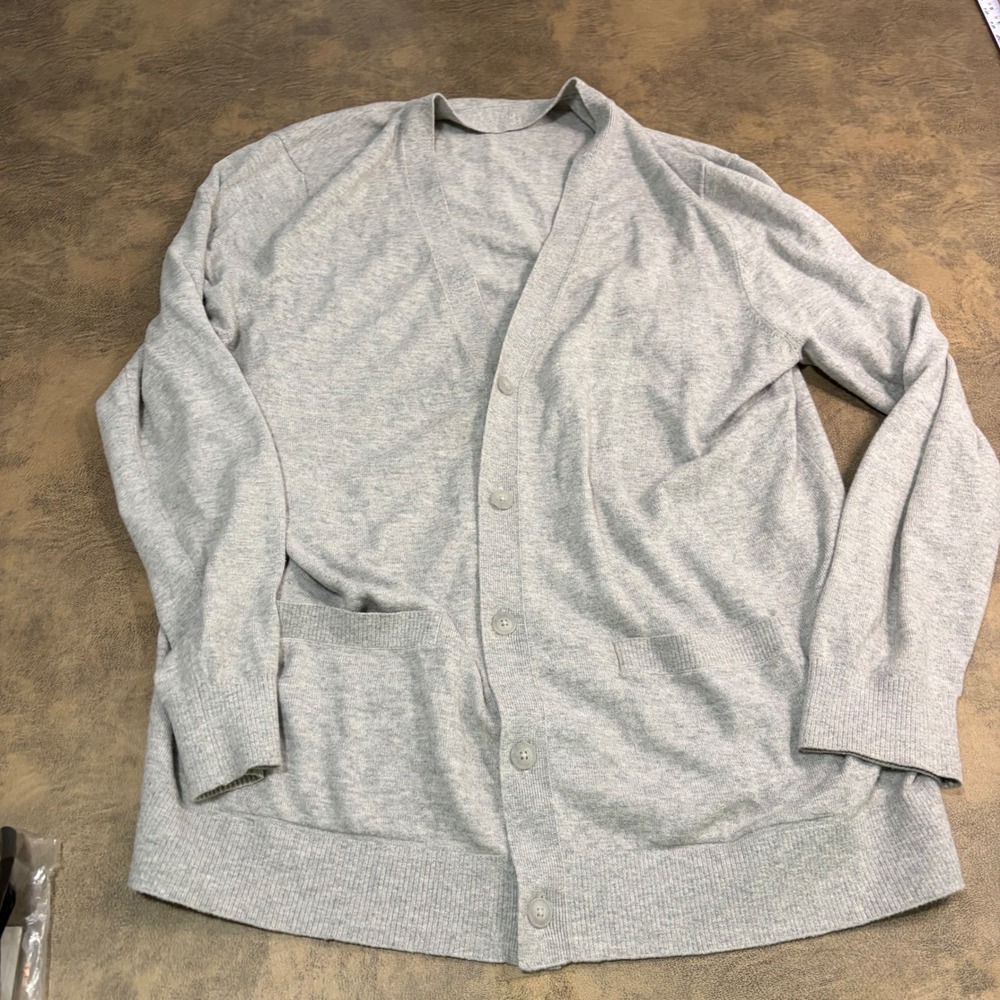 Gap Cardigan Mens XL Tall Light Grey CashSoft V-Neck Button Front 500499-00